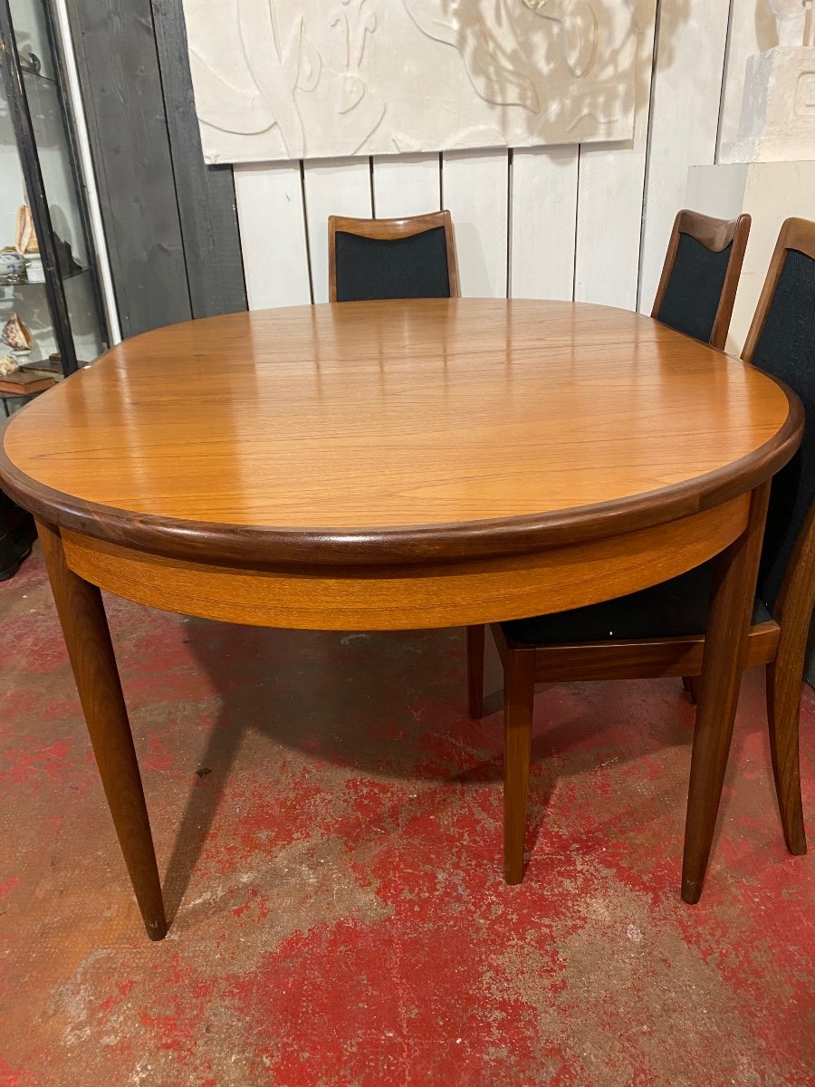 Scandinavian Teak And Rosewood Dining Table 6 People. 1970-photo-1