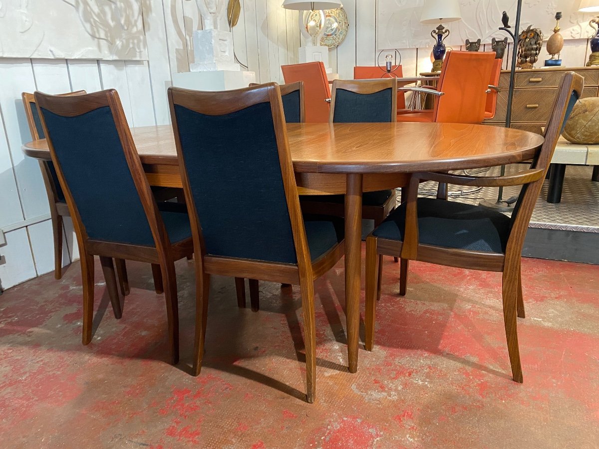 Scandinavian Teak And Rosewood Dining Table 6 People. 1970