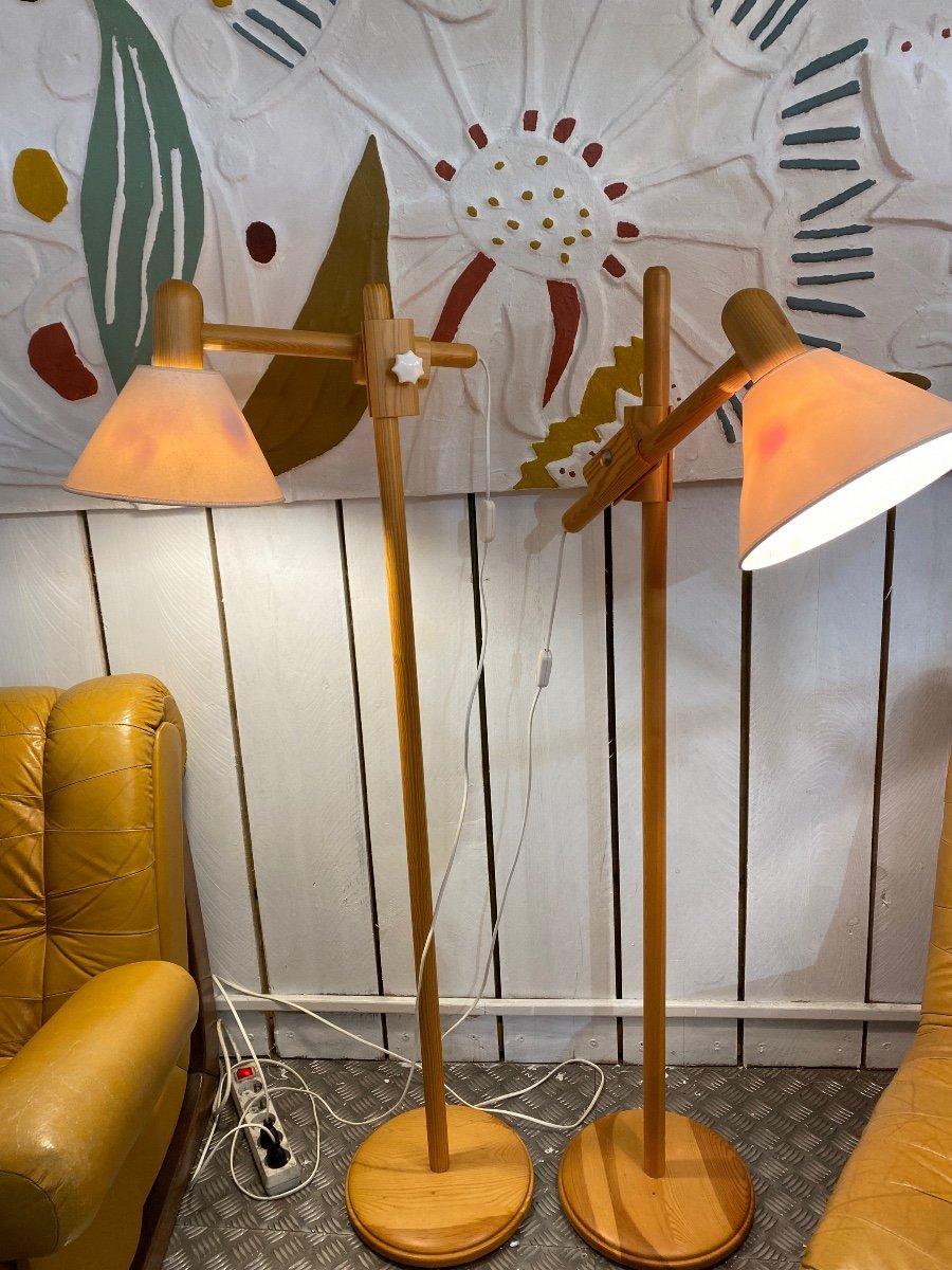 Pair Of Reading Lights. Vintage XX Eme In Pine  -photo-3