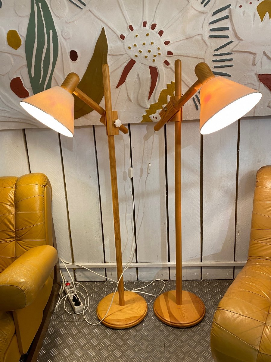 Pair Of Reading Lights. Vintage XX Eme In Pine  
