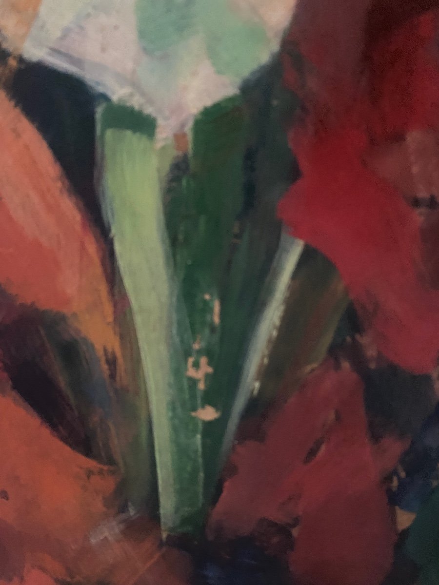 Tableau Bouquet De Fleurs 1955 Signe Martinet -photo-1