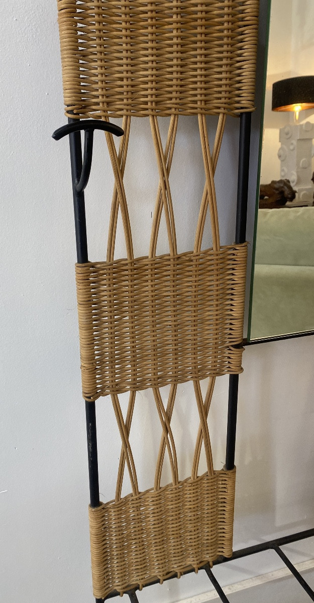 1960s Wicker And Metal Coat Rack -photo-3