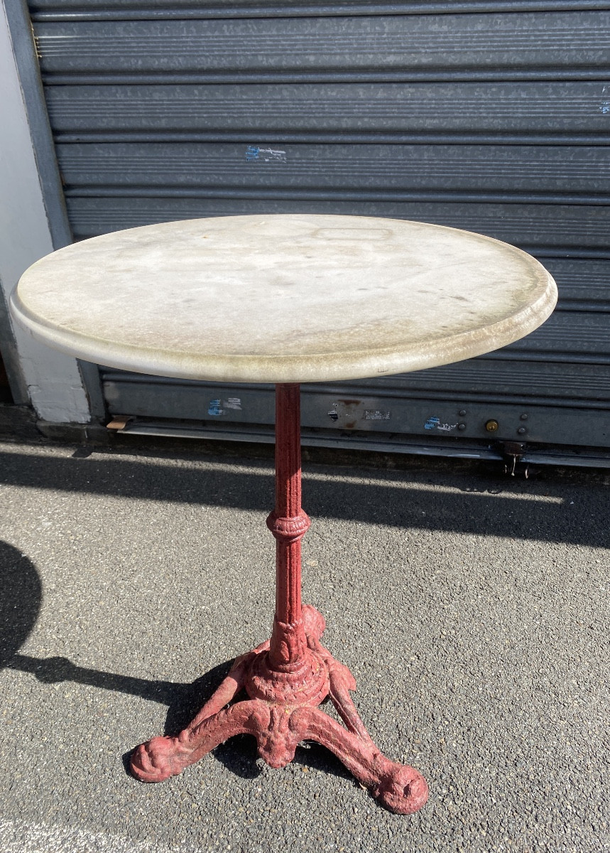 20th Century Bistro Table. Cast Iron And Marble Garden Table. 