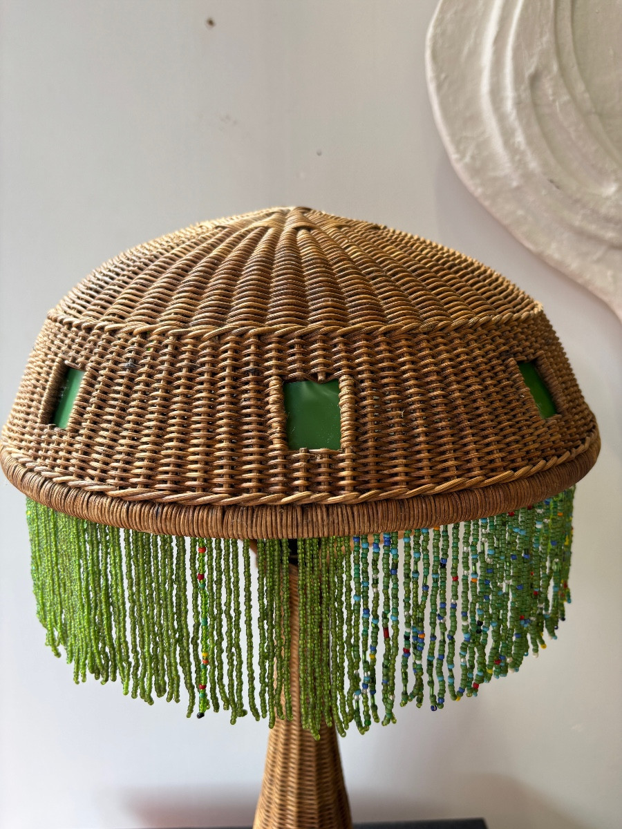 Art Deco Rattan Lamp -photo-2