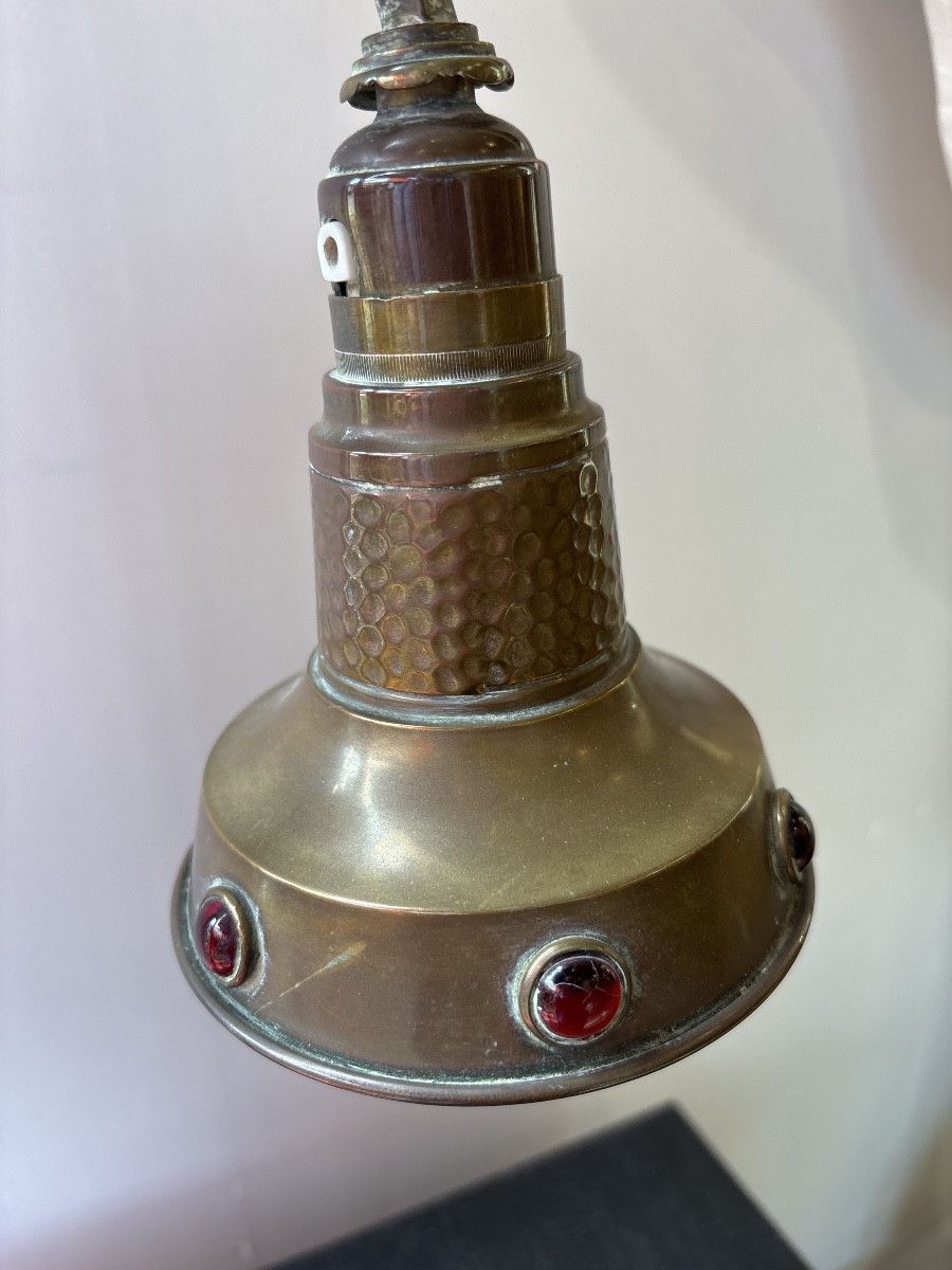 Art Nouveau Bronze And Brass Lamp-photo-4