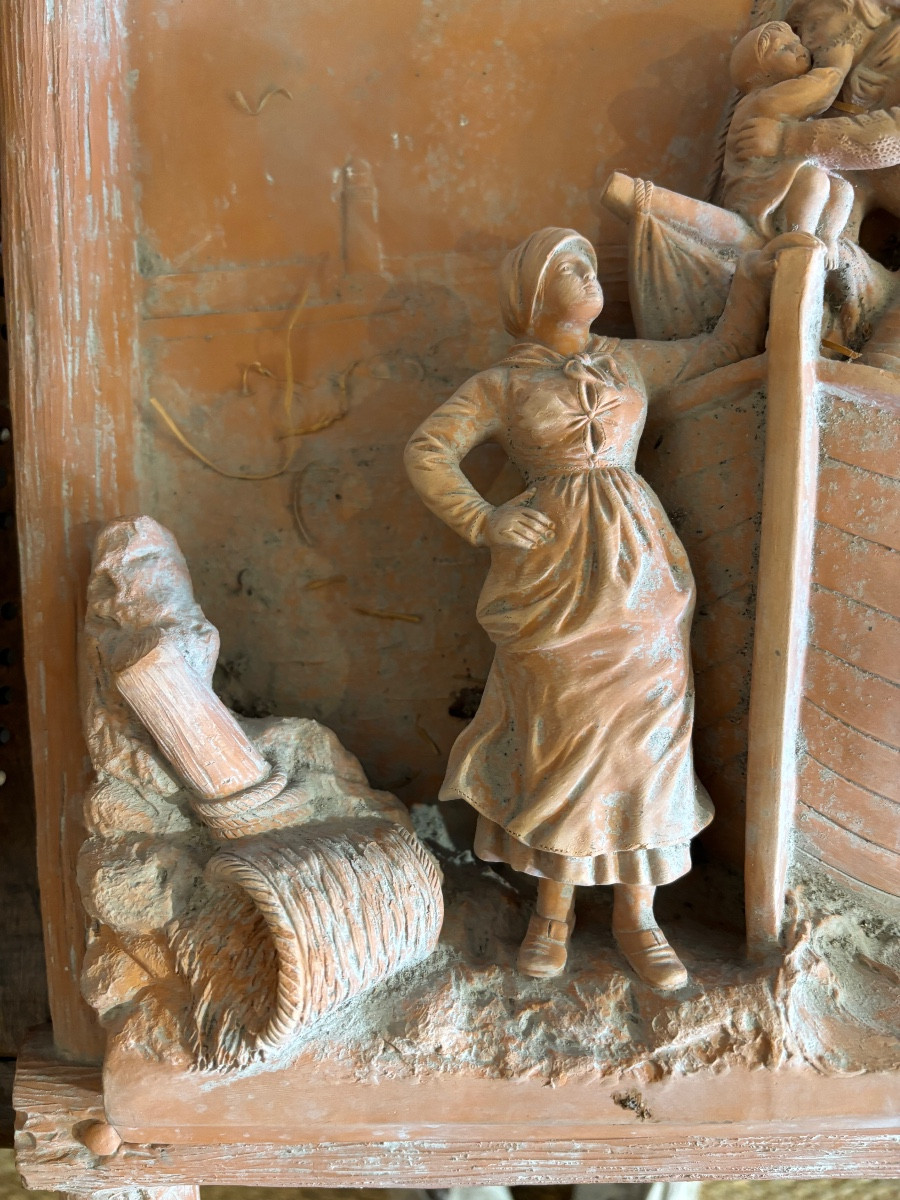 Terre cuite bas relief f. Tessier villenauxe début xx eme -photo-2