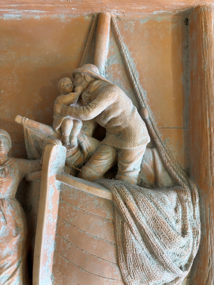 Terre cuite bas relief f. Tessier villenauxe début xx eme -photo-3