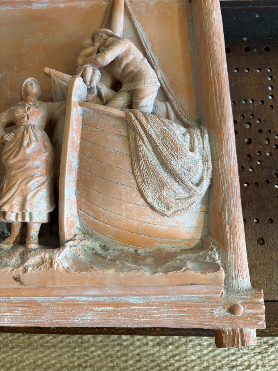Terre cuite bas relief f. Tessier villenauxe début xx eme -photo-4