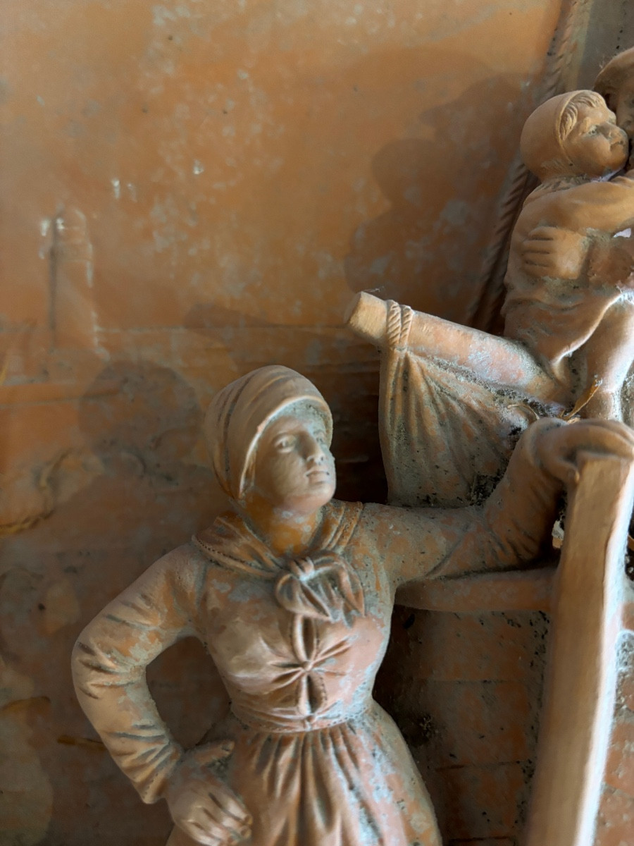 Terre cuite bas relief f. Tessier villenauxe début xx eme -photo-1