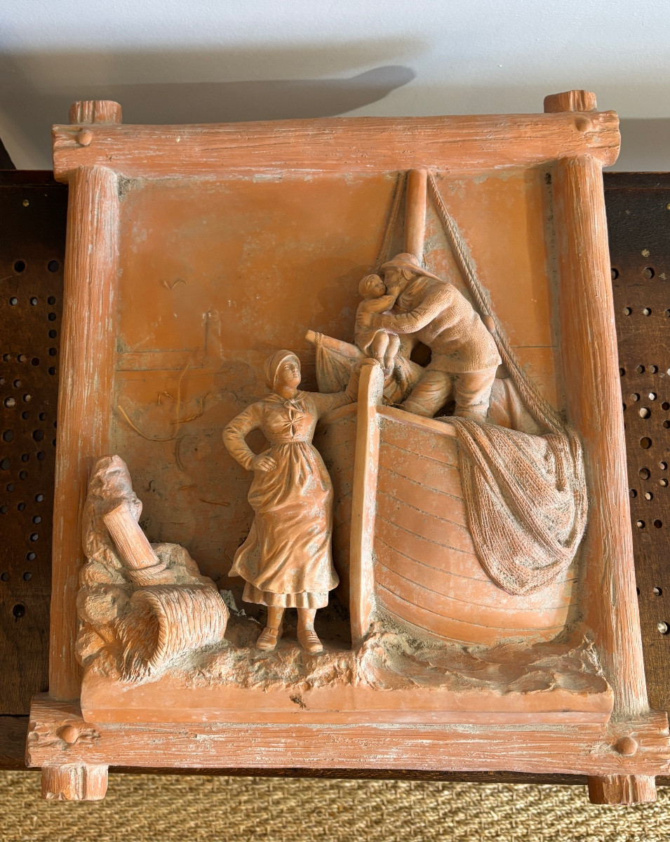 Terre cuite bas relief f. Tessier villenauxe début xx eme 