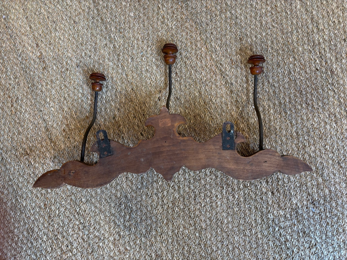 Porte manteau 1920  en bois et metal-photo-1