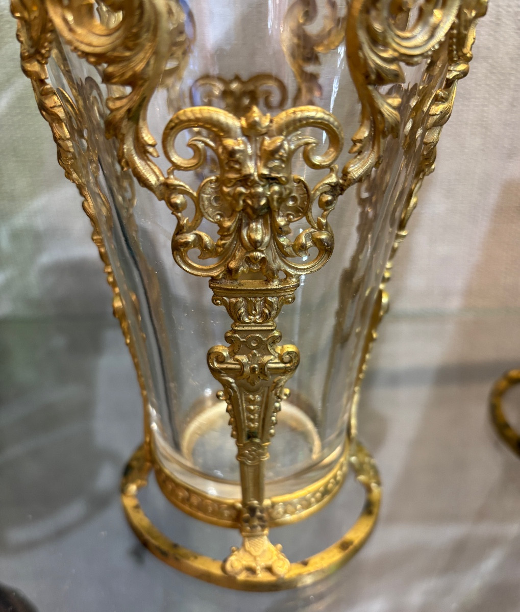 Paire de vases cristal et bronze Napoléon III-photo-4