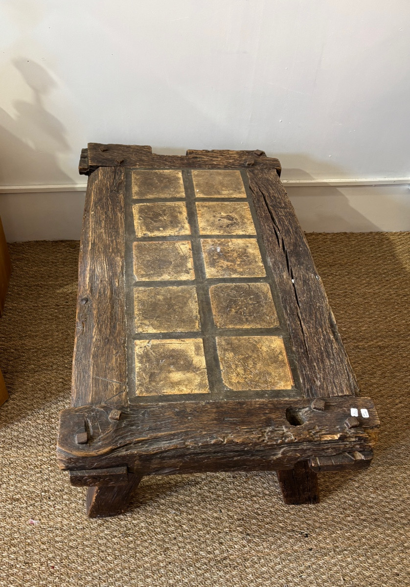 Coffee Table In Wood And Ceramic, 1970