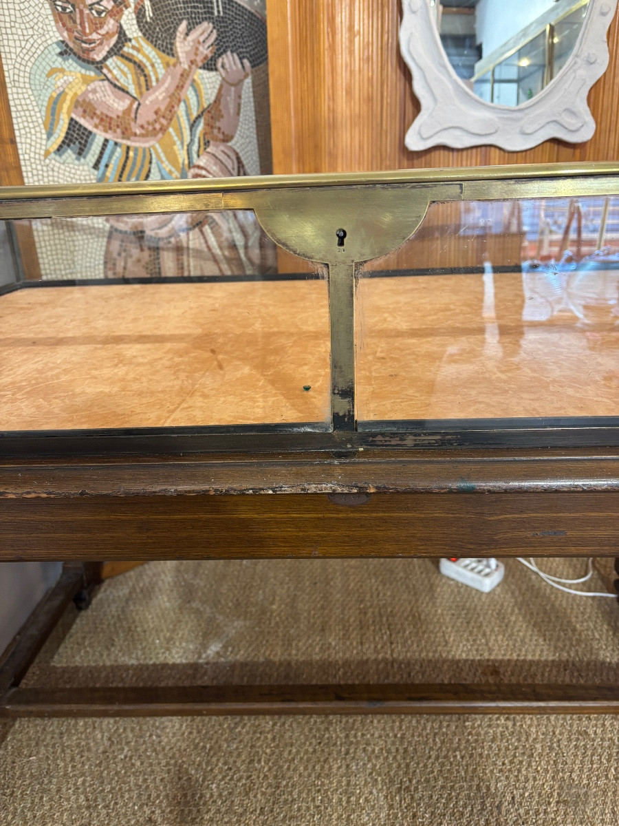 19th Century Brass And Wood Display Case -photo-3