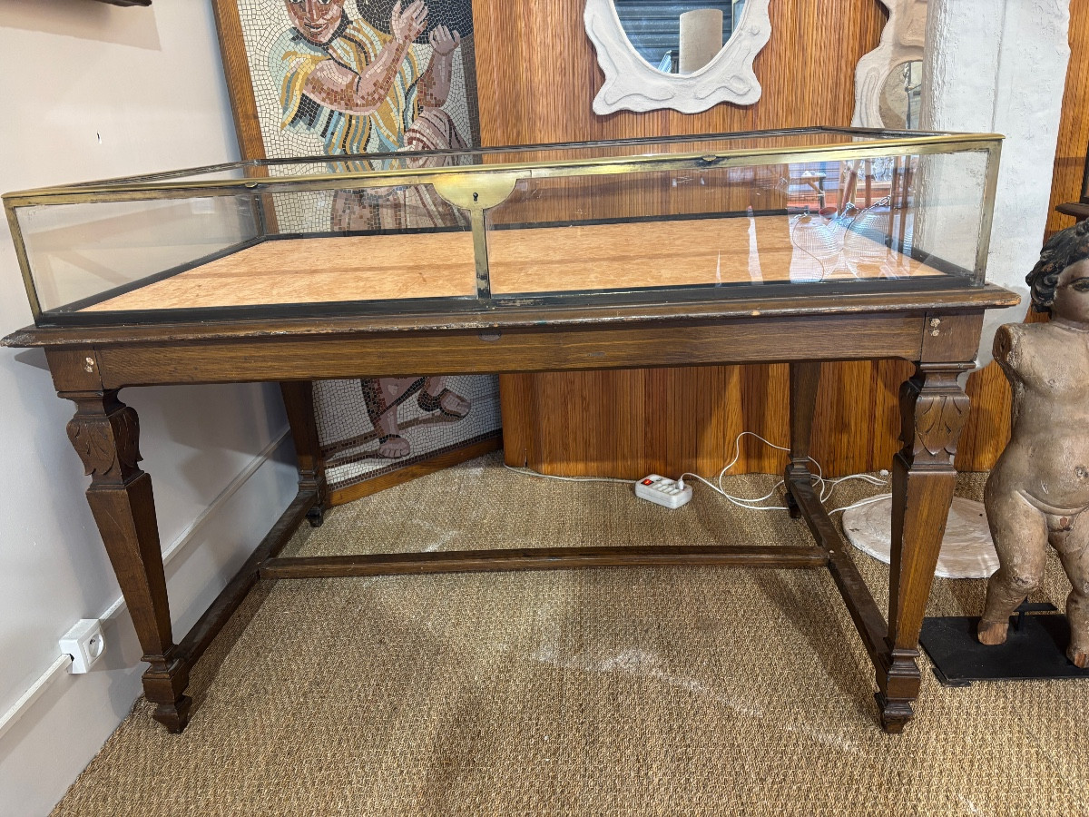 19th Century Brass And Wood Display Case 