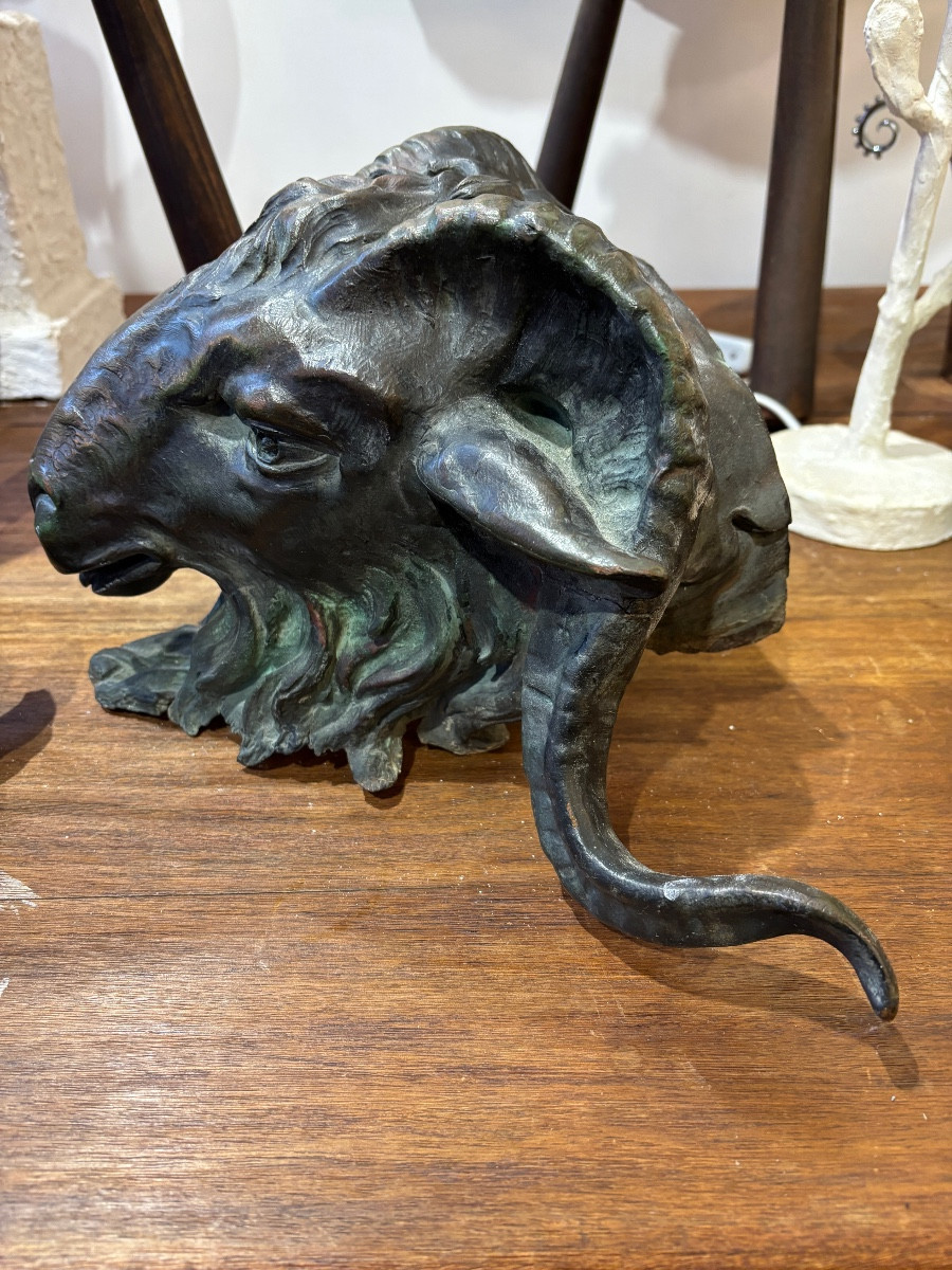 Late 19th Century Lead Ram Head-photo-1