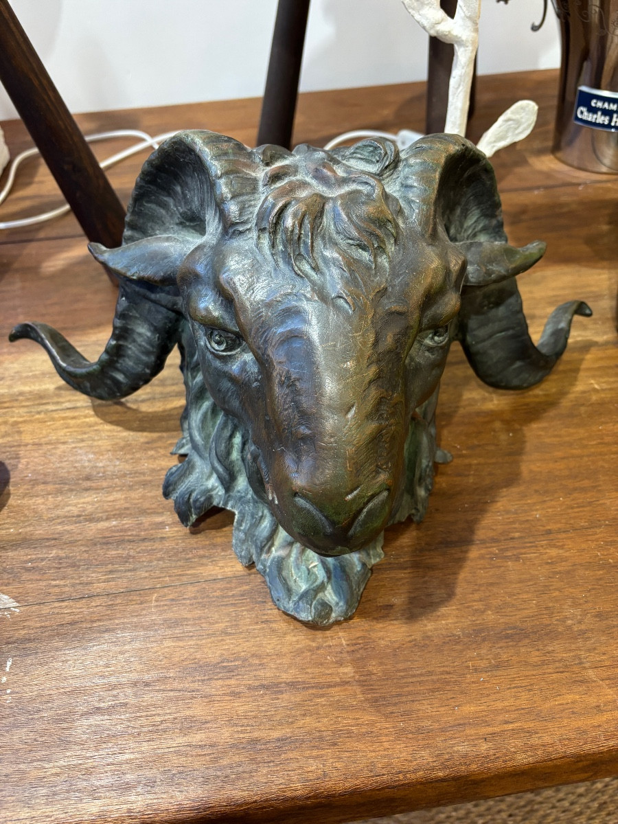 Late 19th Century Lead Ram Head