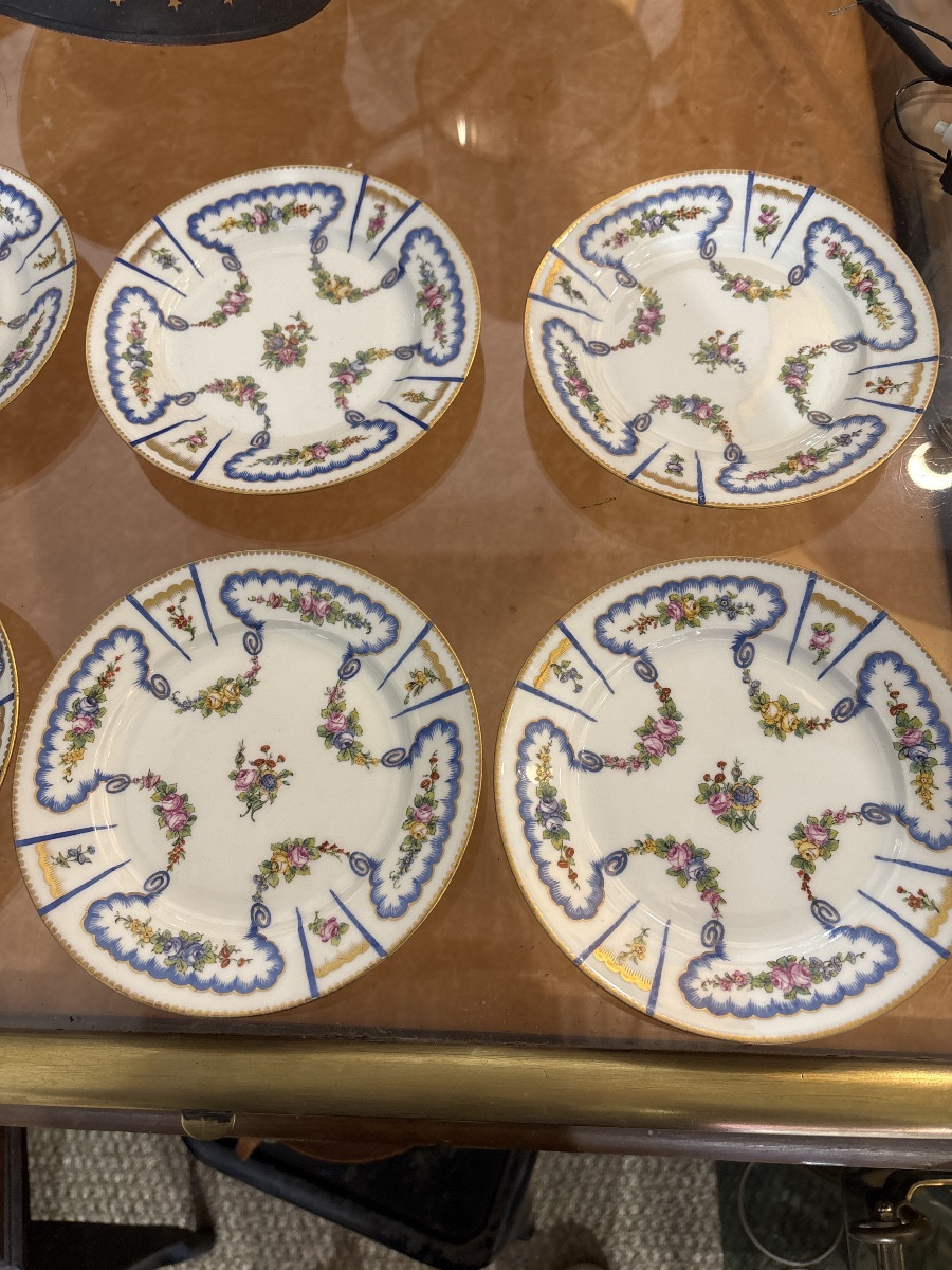 Series Of Porcelain Dessert Plates Mid-20th Century-photo-2