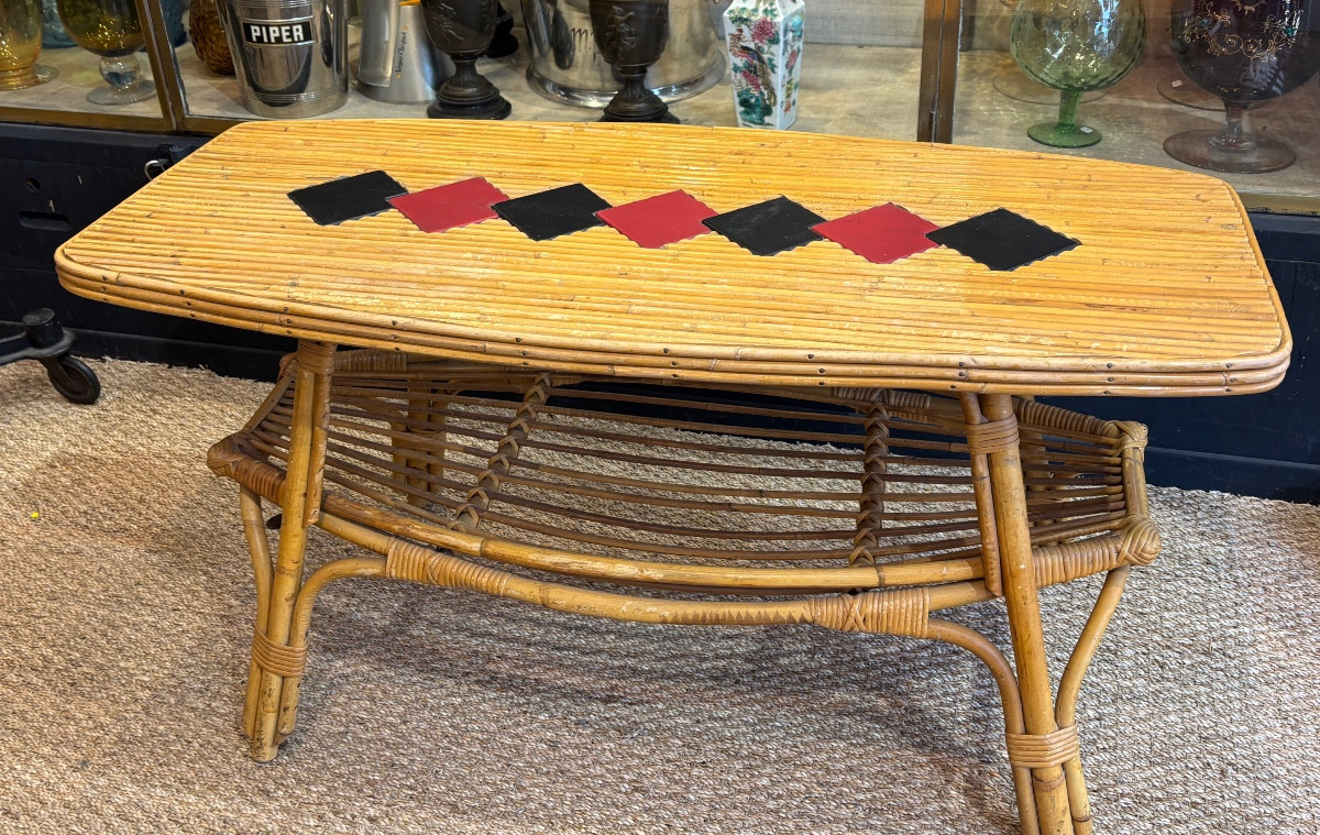 Table basse 1960  en rotin 
