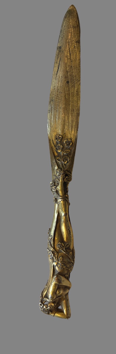 Coupe papier orientaliste art nouveau en bronze -photo-3
