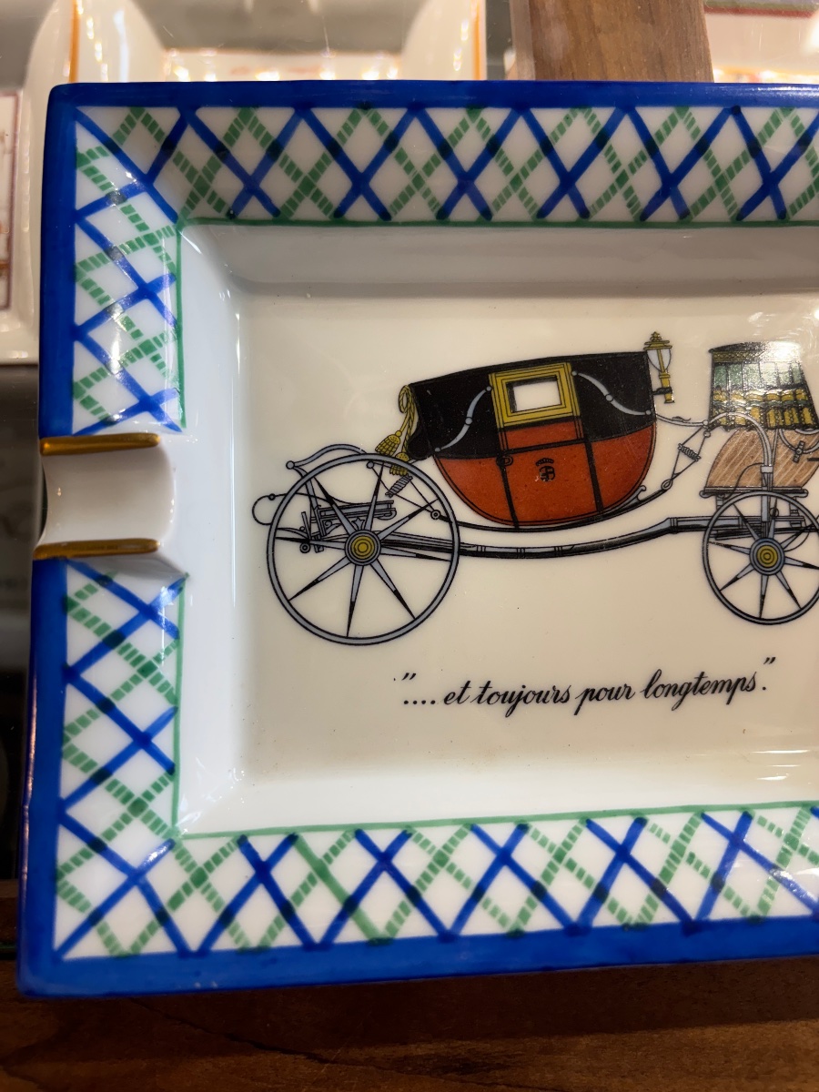 Cendrier Hermès en porcelaine 1980-photo-2