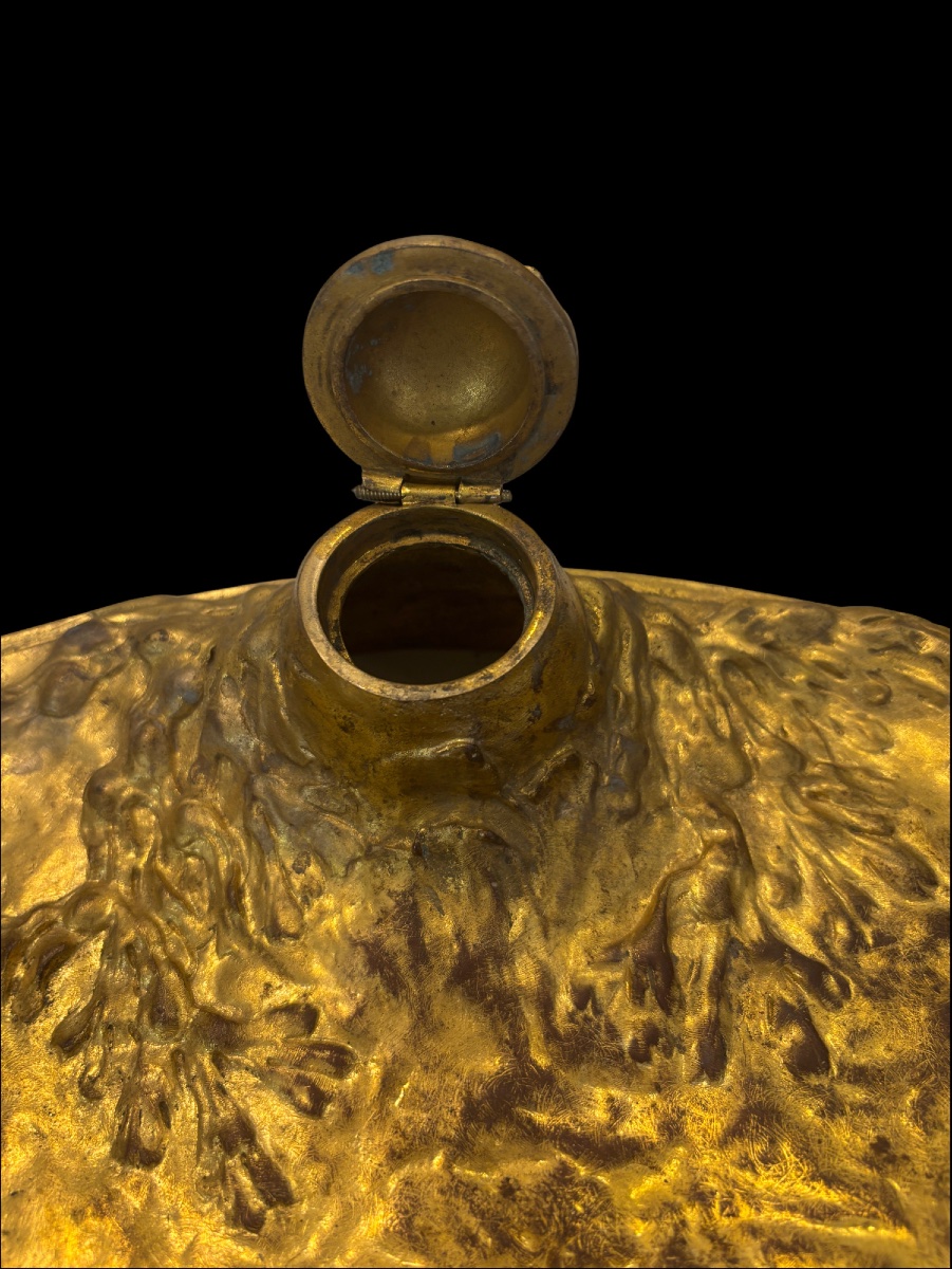 Encrier art nouveau en bronze -photo-3