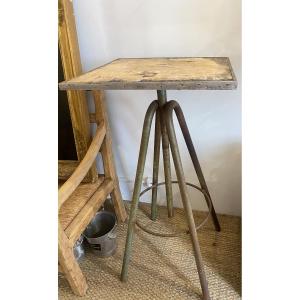 1950s Industrial Style Sculptor's Stool, Metal And Wood