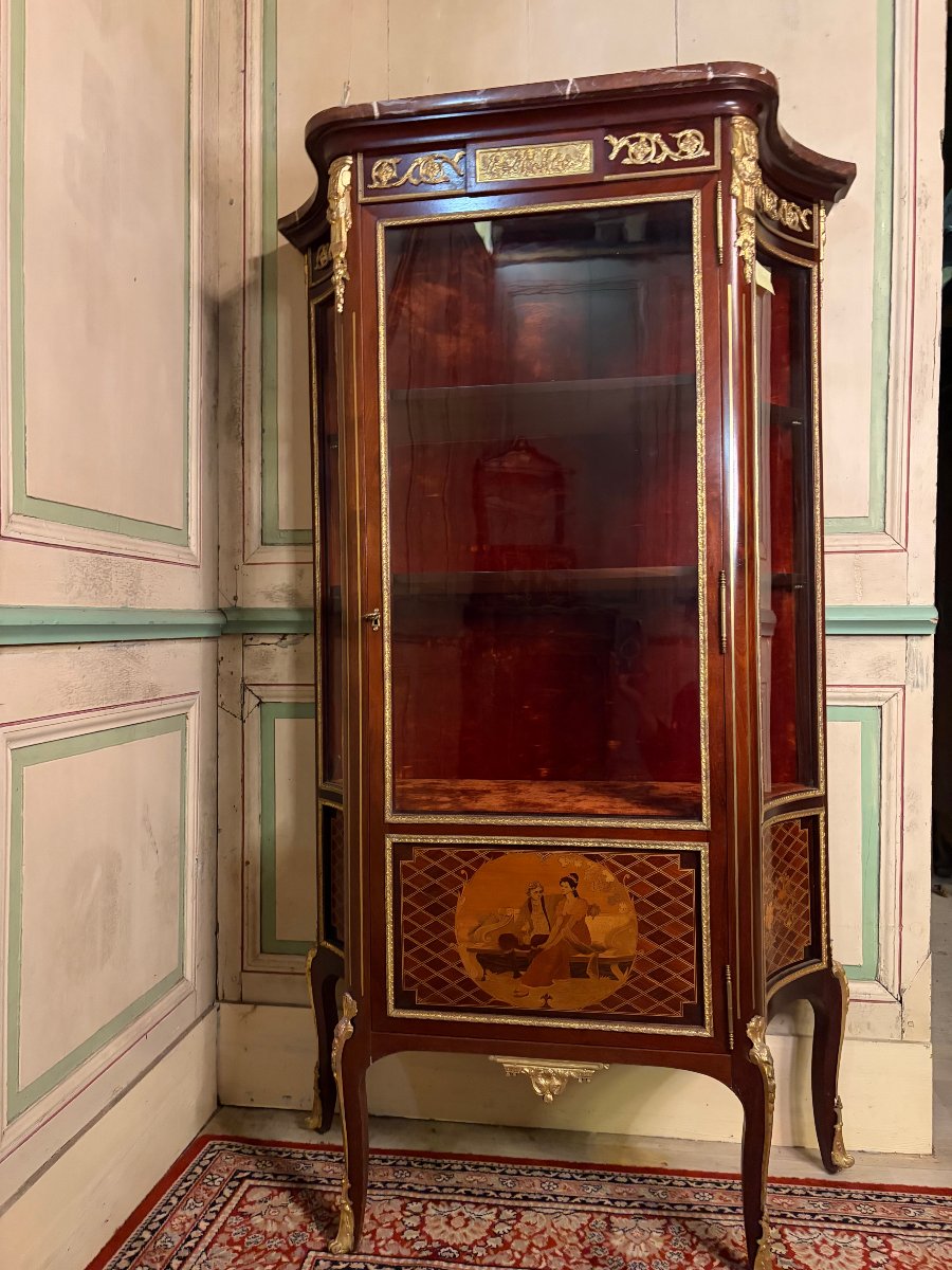 Vitrine de Salon d'Époque Napoléon III (Style Louis XV)