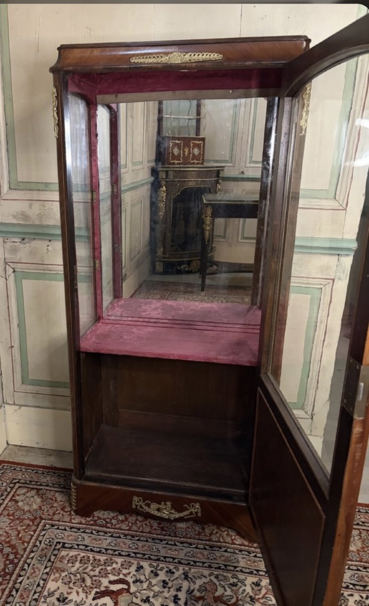 Vitrine d'exposition Napoléon III en marqueterie et bronzes dorés-photo-2