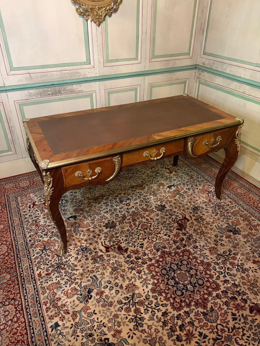 Louis XV-style Flat-topped Desk, 19th Century-photo-2