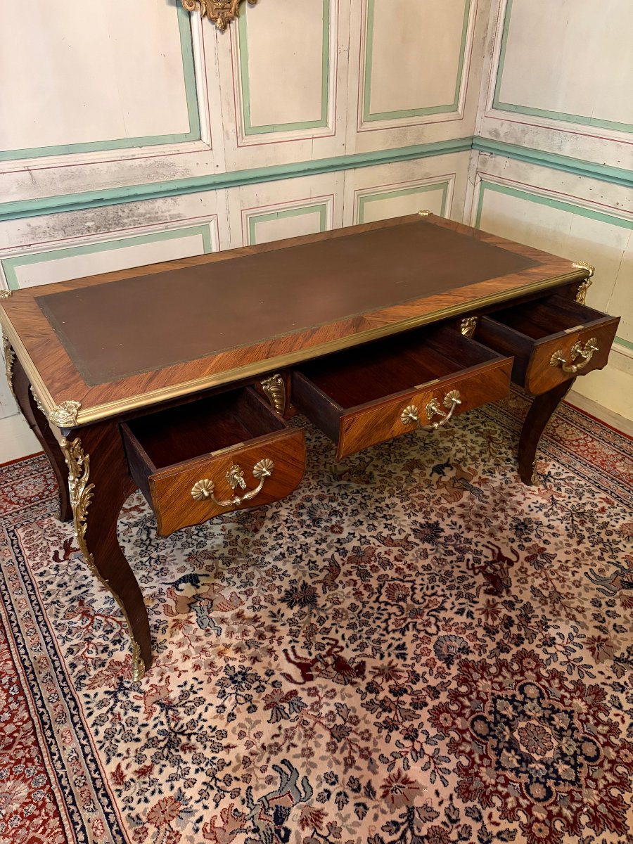 Louis XV-style Flat-topped Desk, 19th Century-photo-3