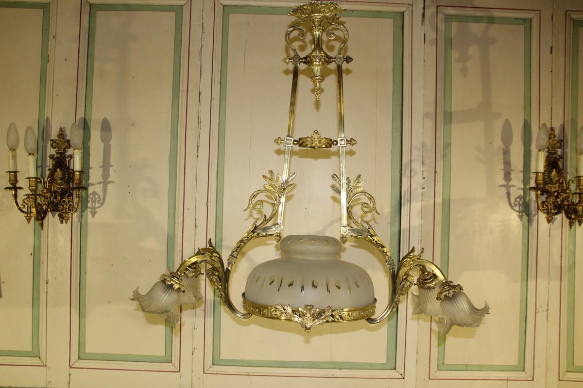 Lustre En Bronze De Style Louis XVI