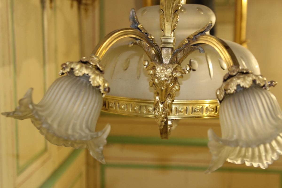 Lustre En Bronze De Style Louis XVI-photo-4