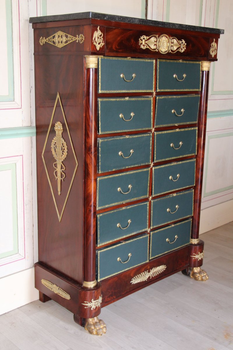 Cartonnier époque Empire à Demi-colonnes