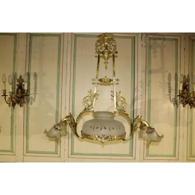 Lustre En Bronze De Style Louis XVI