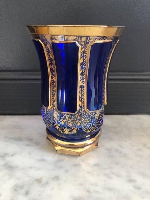 Verre En Cristal Dans Le Style De Saint Louis Ou Baccarat Fin 19e , Début 20e H: 13.5 Cm