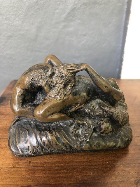 Bronze érotique ," les deux amies"  Signé J M Lambeaux-photo-2