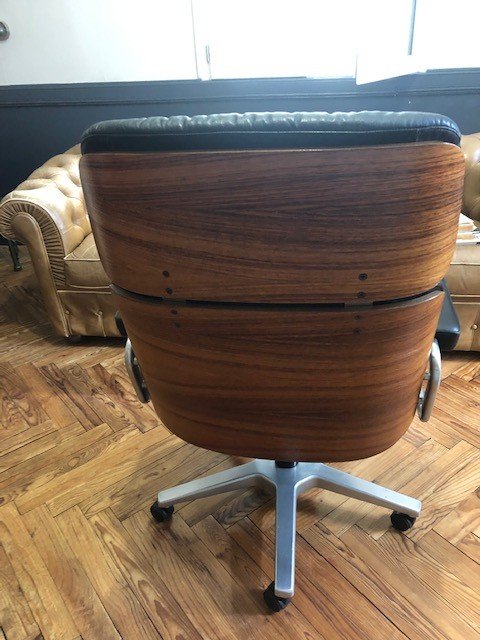 Fauteuil De Bureau  1970 Stoll /Giroflex En Cuir Noir Par Karl Ditter-photo-4