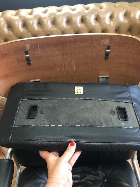 Fauteuil De Bureau  1970 Stoll /Giroflex En Cuir Noir Par Karl Ditter-photo-5