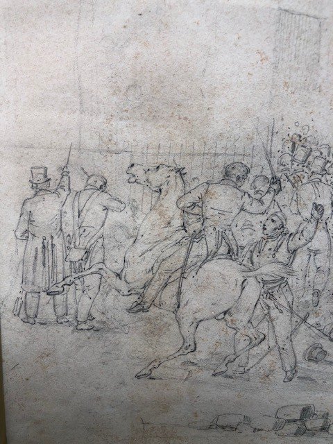 Drawing Attributed To Swebach, Battle Scene-photo-2