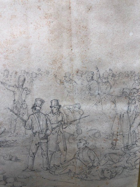 Drawing Attributed To Swebach, Battle Scene-photo-1