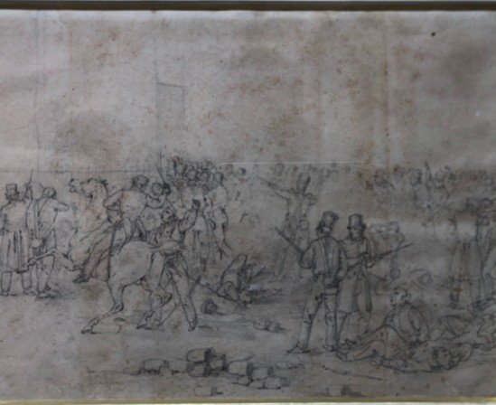 Drawing Attributed To Swebach, Battle Scene
