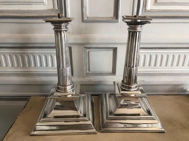 Large Silver Candelsticks  James Garrard / L A Crighton 3kg