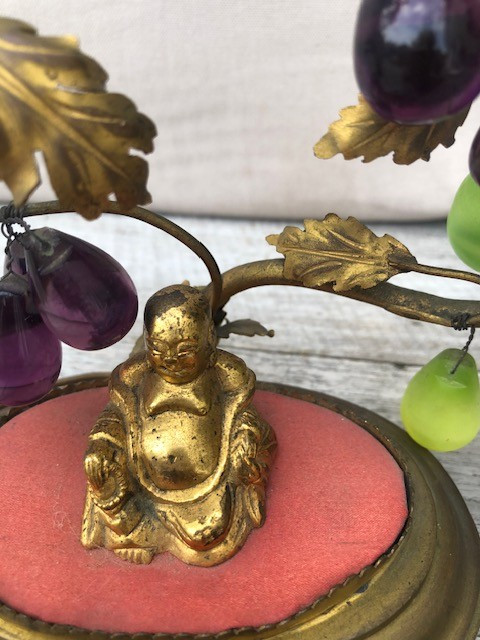 Small Buddha Candle Holder, Porcelain Flowers-photo-2