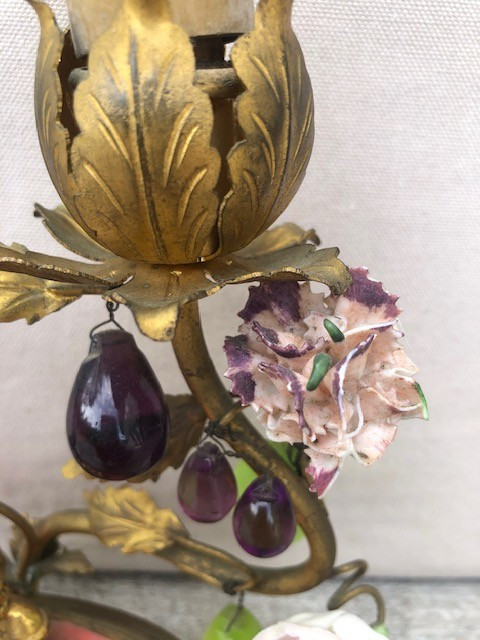 Small Buddha Candle Holder, Porcelain Flowers-photo-6