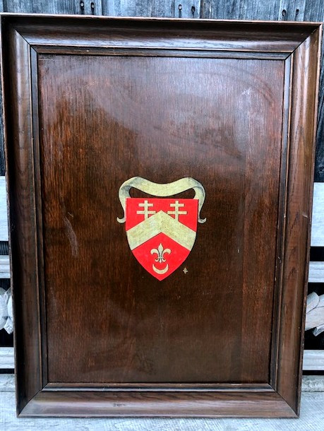 Oil On Wood, Coat Of Arms, Signed