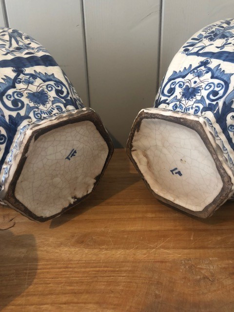 Paire De Potiches Couvertes De Louis François Fourmaintraux , Desvres 19e-photo-2