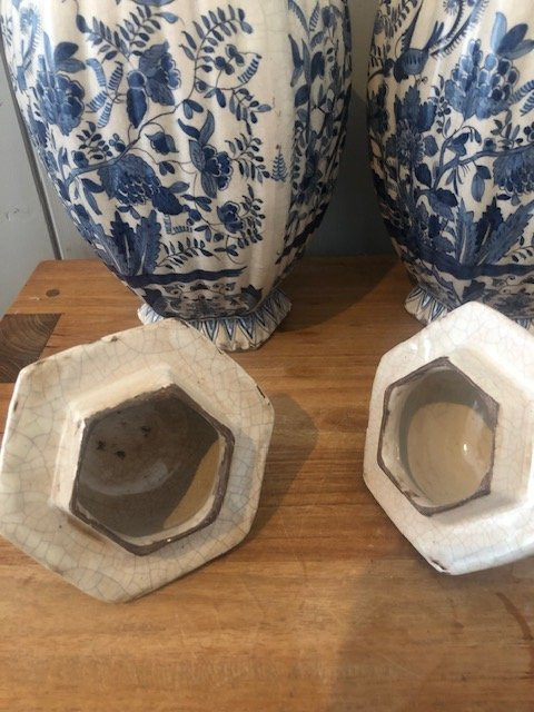 Paire De Potiches Couvertes De Louis François Fourmaintraux , Desvres 19e-photo-6