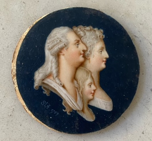 Royalist Miniature, Louis XVI, Marie Antoinette And The Dauphin-photo-2