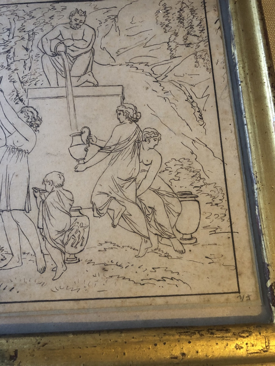 Dessin néoclassique scène antique-photo-5